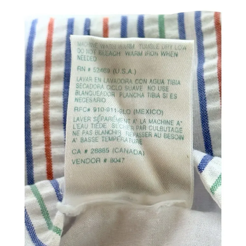 Vintage Baby Boy Seersucker Shortall Romper 18M Striped Smocked Truck Outfit